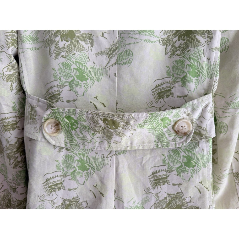 VTG Trench Coat Old Navy M Floral Ivory Botanical Toile Spring Lined Pockets Y2K - Picture 10 of 13